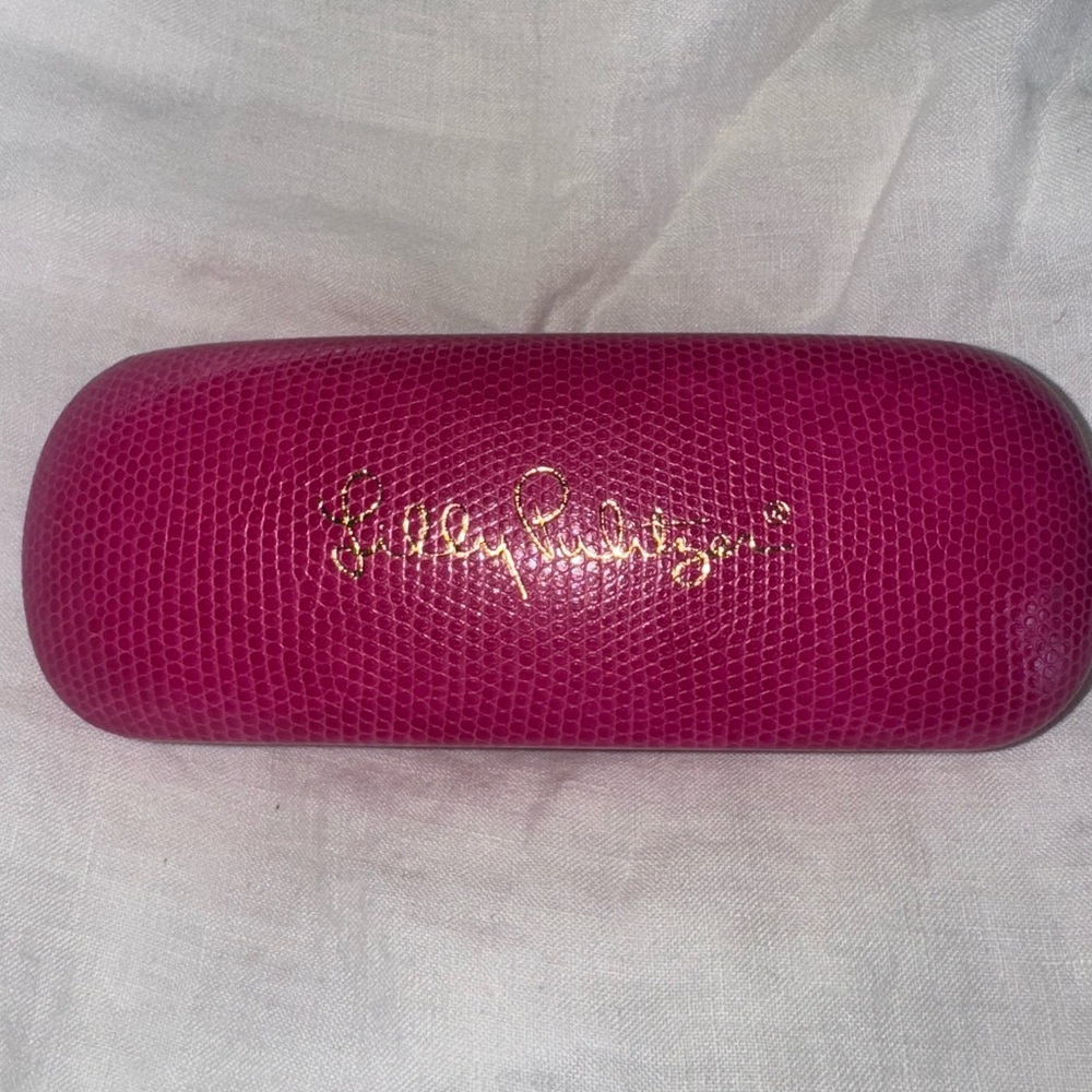 Lilly Pulitzer Faux Snakeskin Lizard Pink Sunglasses Case Eyeglasses